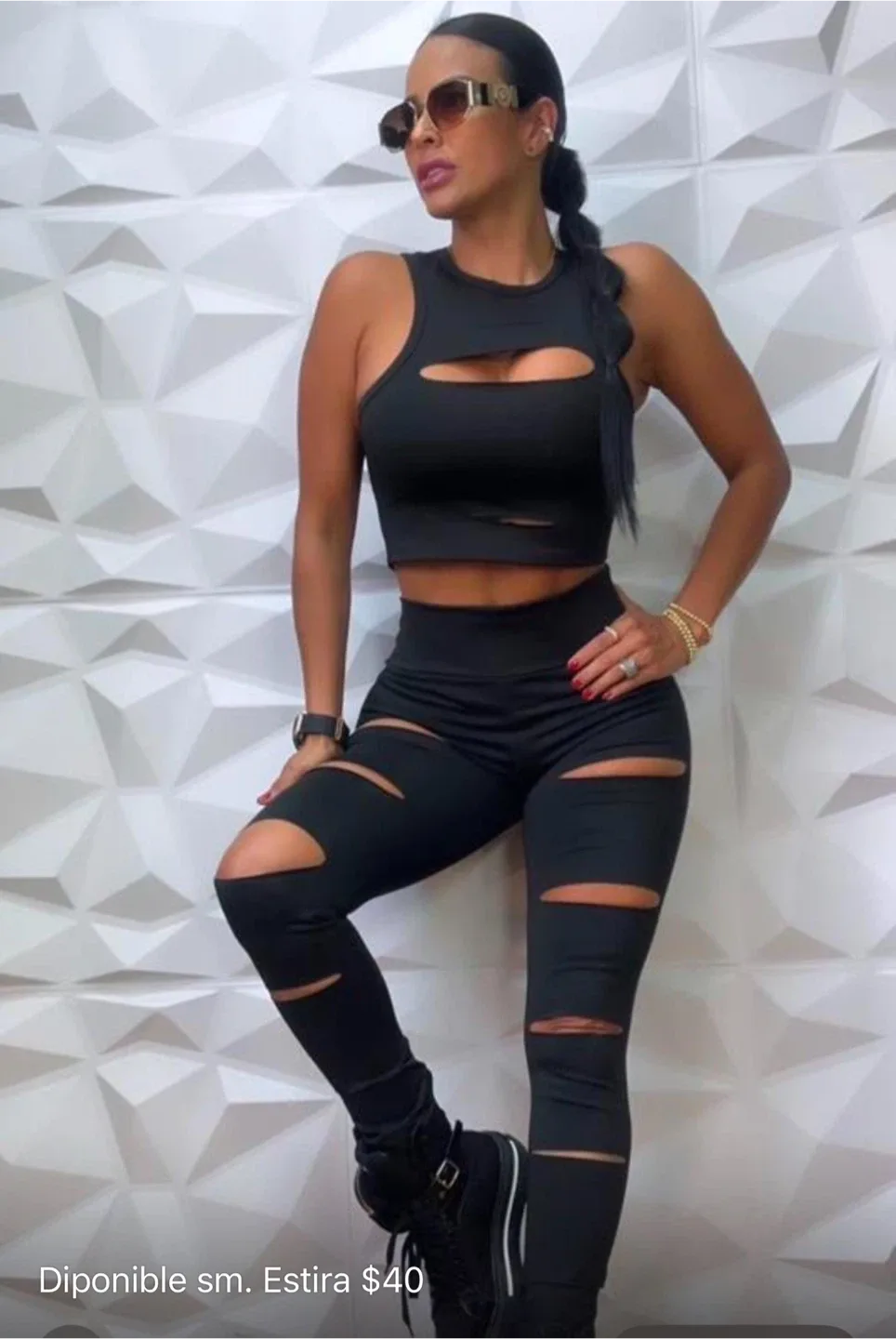 Black Cutout Leggings Set thumbnail
