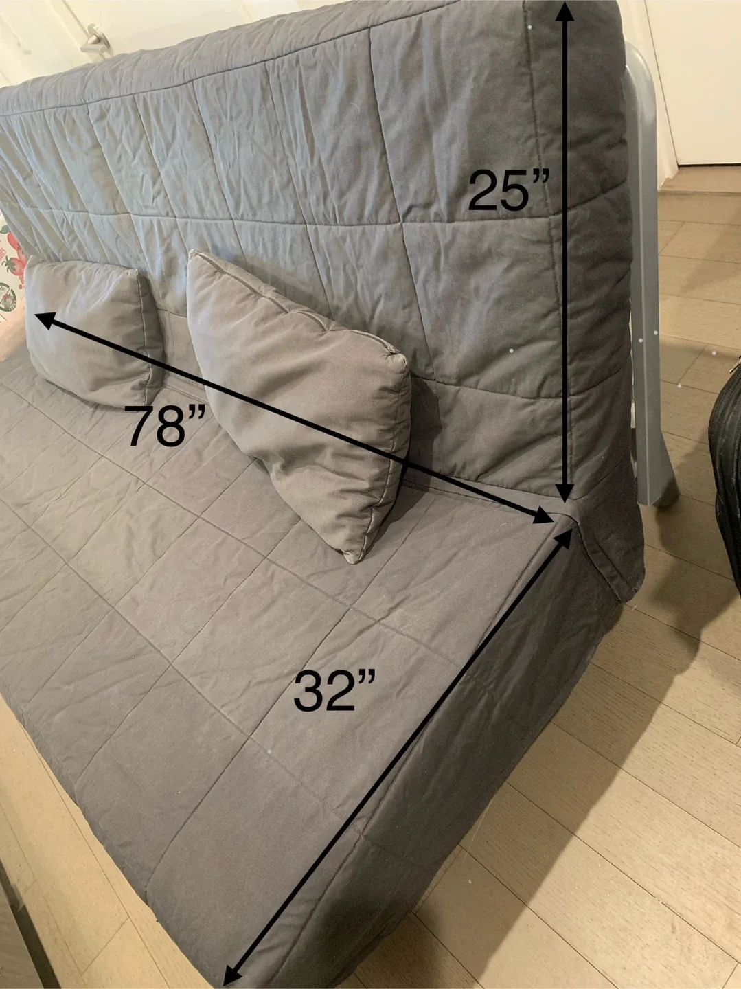 Gray Futon Sofa Bed (78x32x25 inches) image indicator(3)