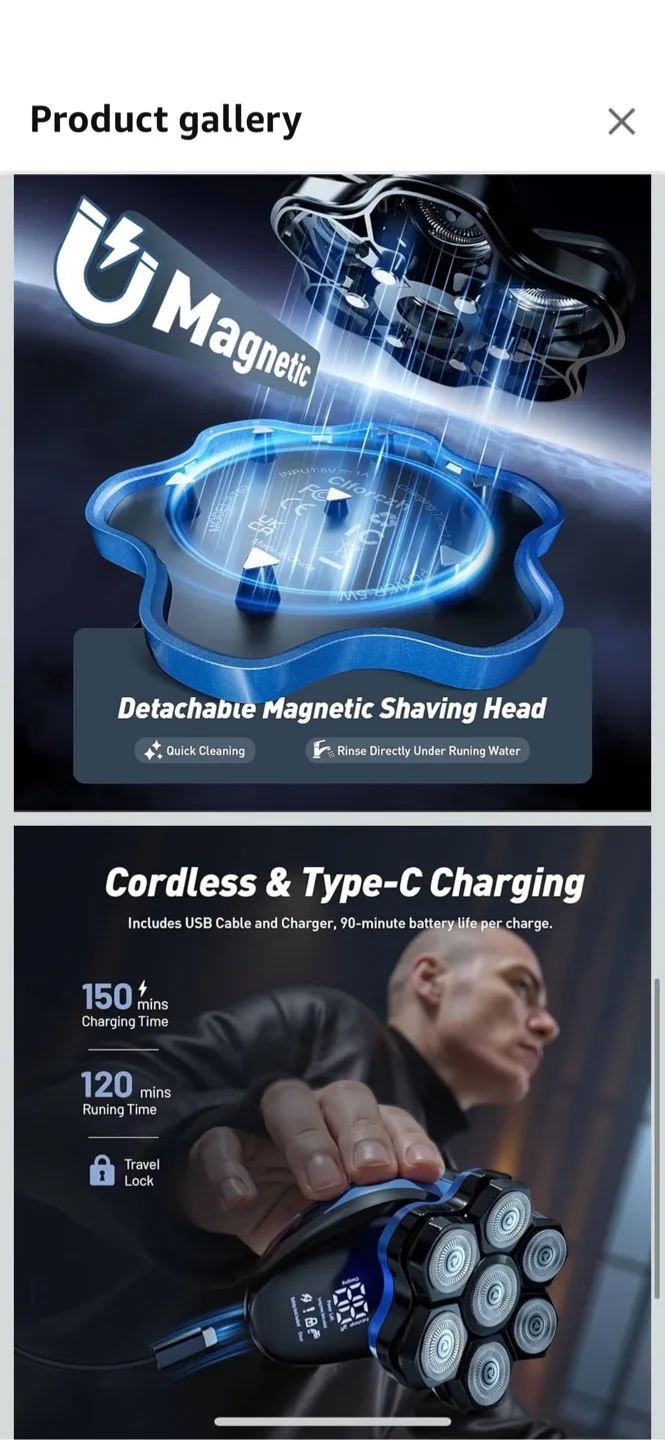 Ciforczh Head Shaver 8780 - Blue image indicator(4)