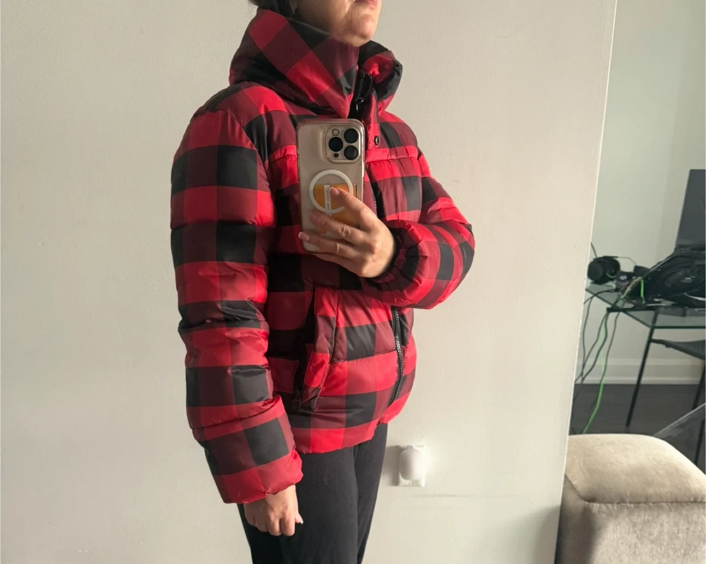 Kendall + Kylie Red & Black Puffer Jacket - XS image indicator(7)