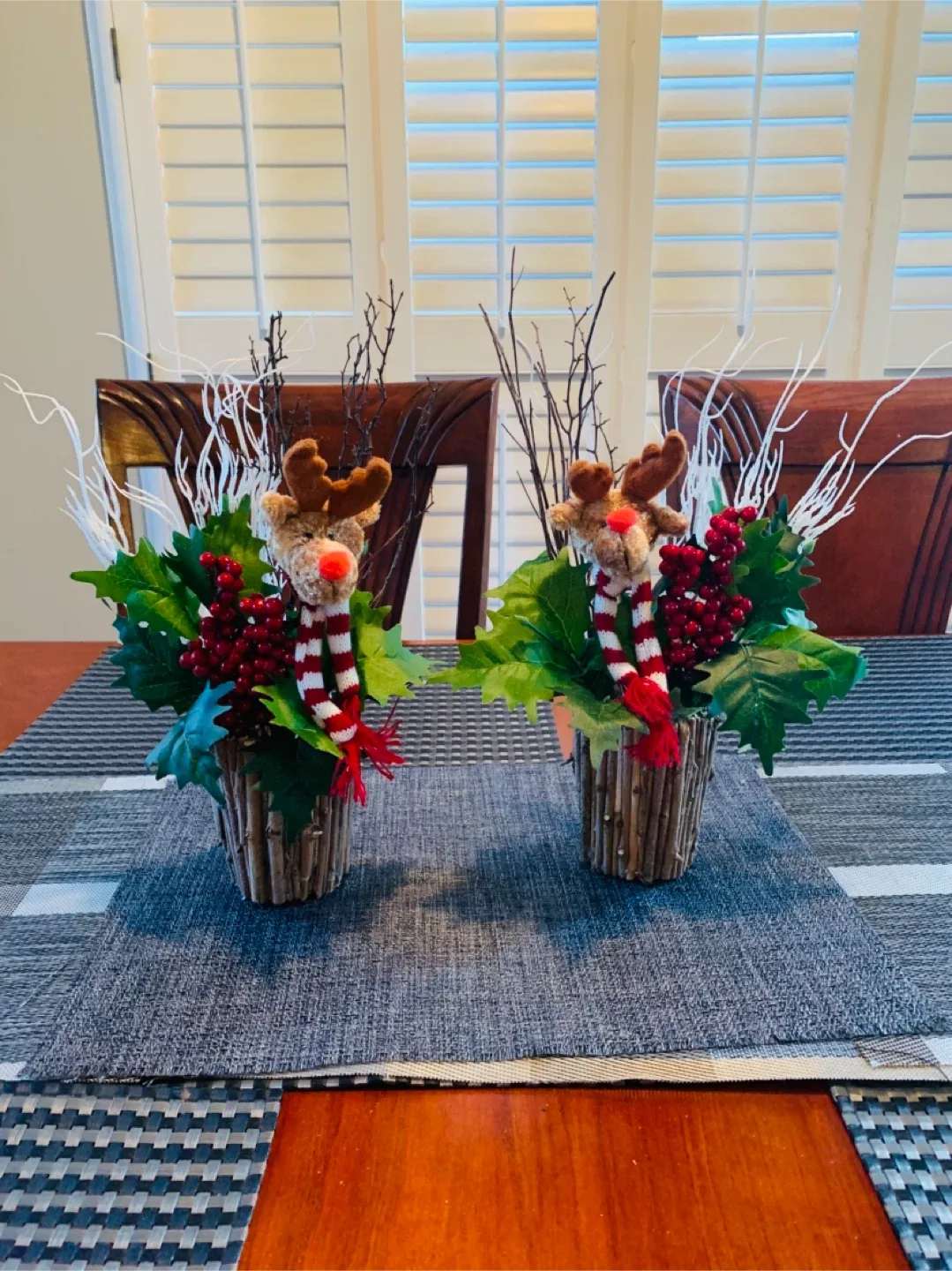 NEW Pair of Christmas Centre Piece Decor Planter Handcrafted thumbnail