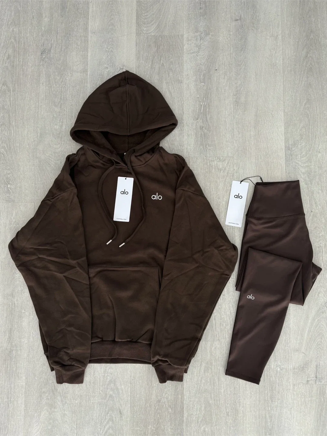 ALO Accolade Hoodie & Leggings Set - Espresso thumbnail