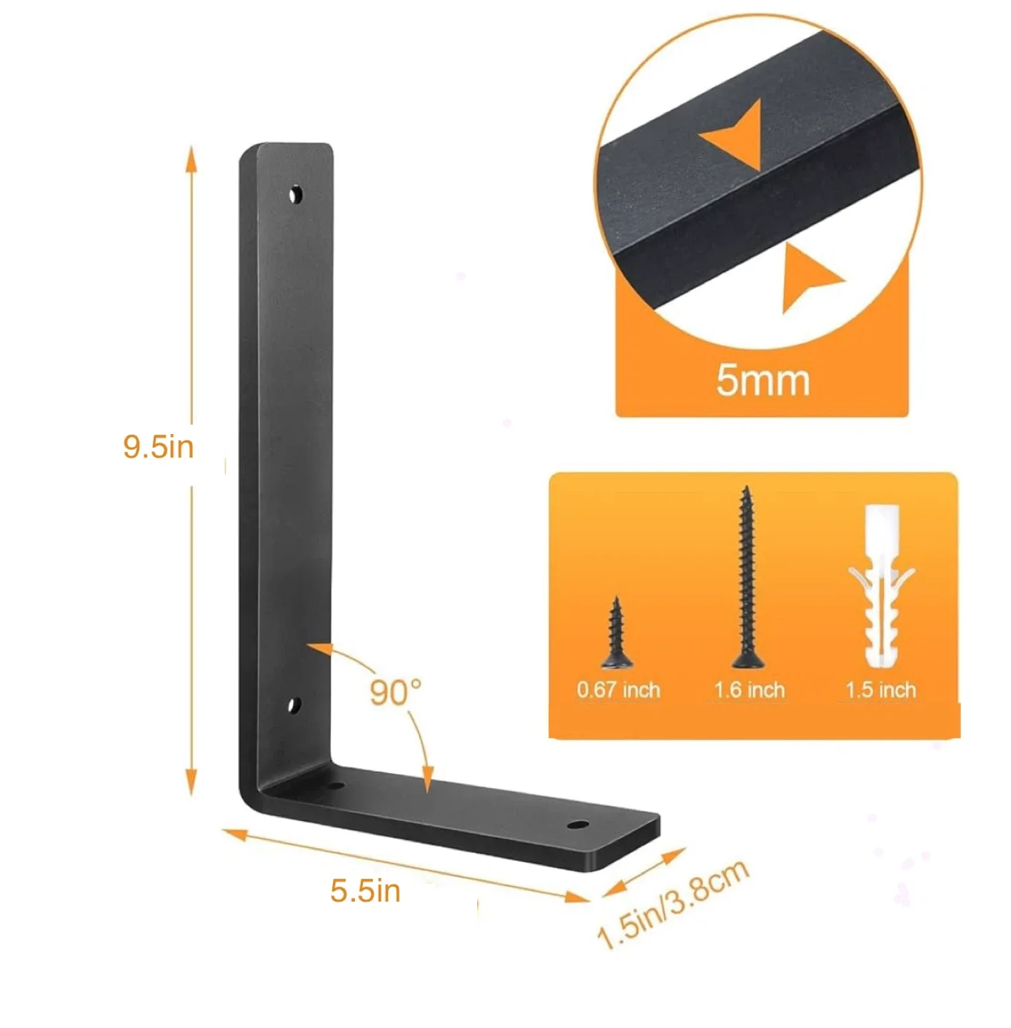 8 Heavy Duty Shelf Brackets - Black Steel image indicator(3)