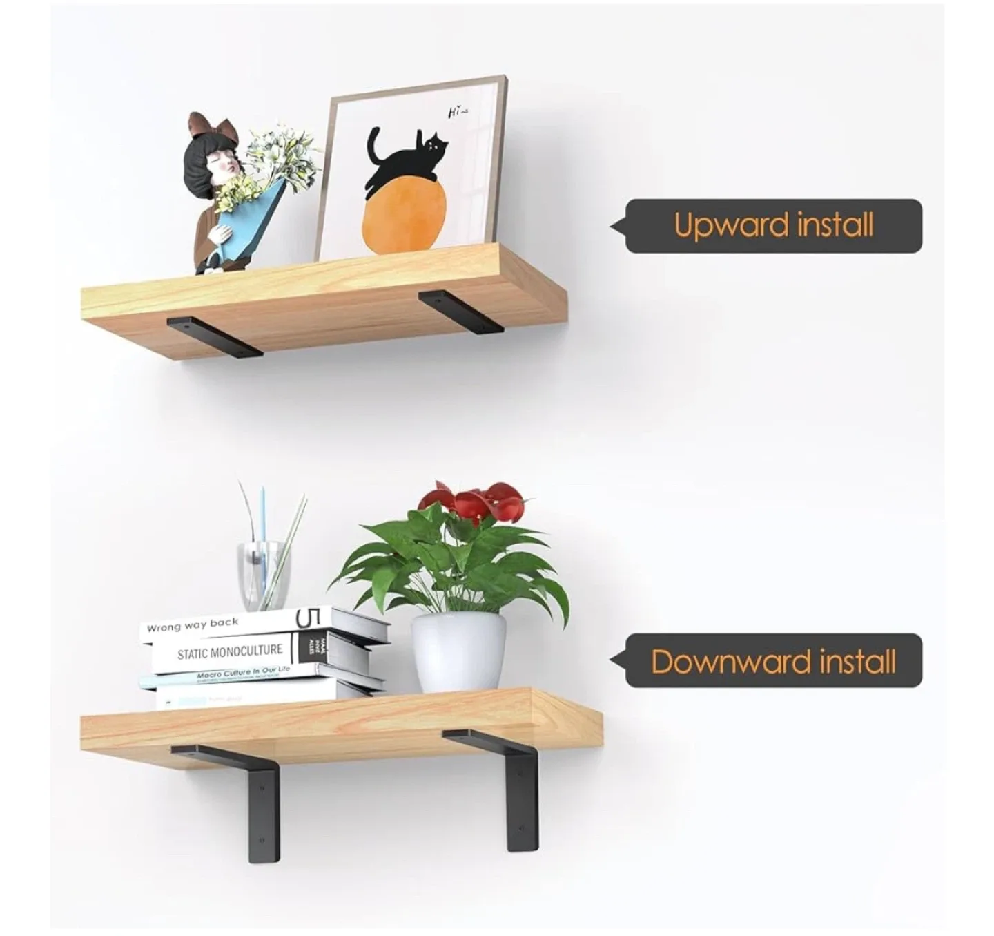 8 Heavy Duty Shelf Brackets - Black Steel image indicator(5)