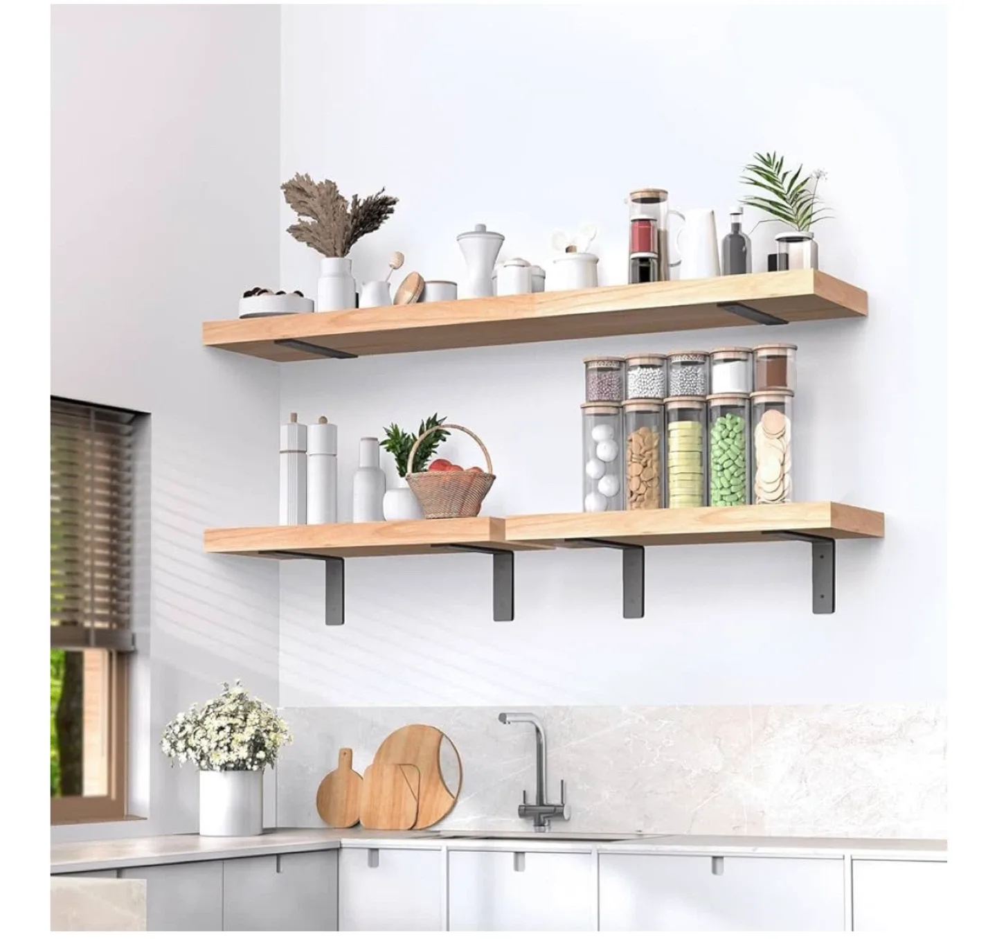 8 Heavy Duty Shelf Brackets - Black Steel image indicator(2)