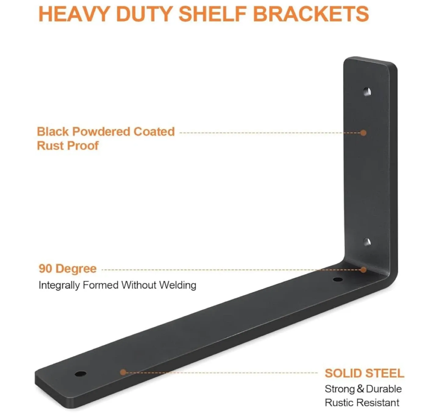 8 Heavy Duty Shelf Brackets - Black Steel image indicator(4)
