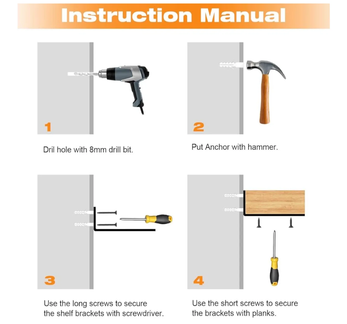 8 Heavy Duty Shelf Brackets - Black Steel image indicator(7)