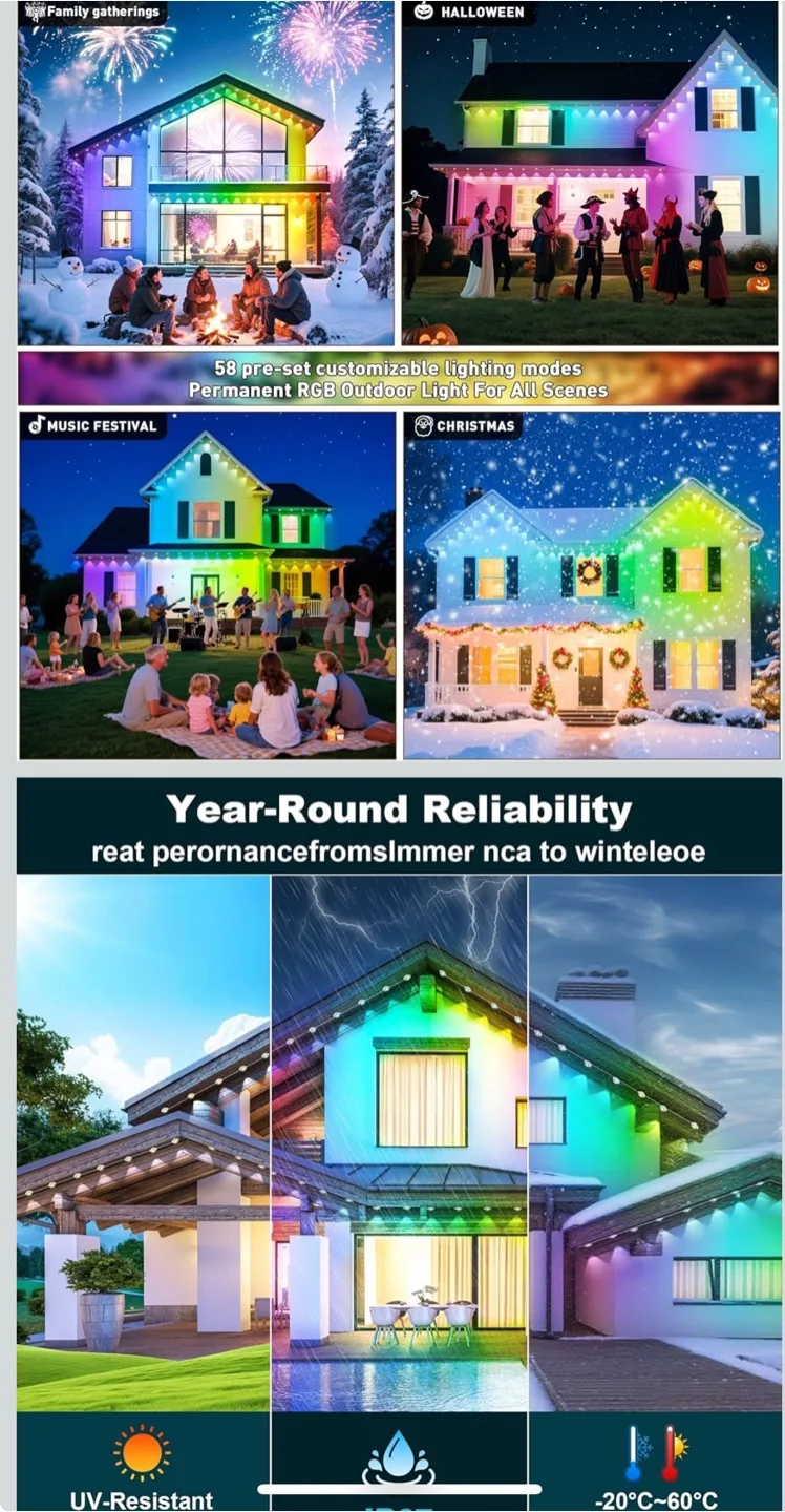 INZIDOL 200FT RGB Eave Lights - New! image indicator(5)