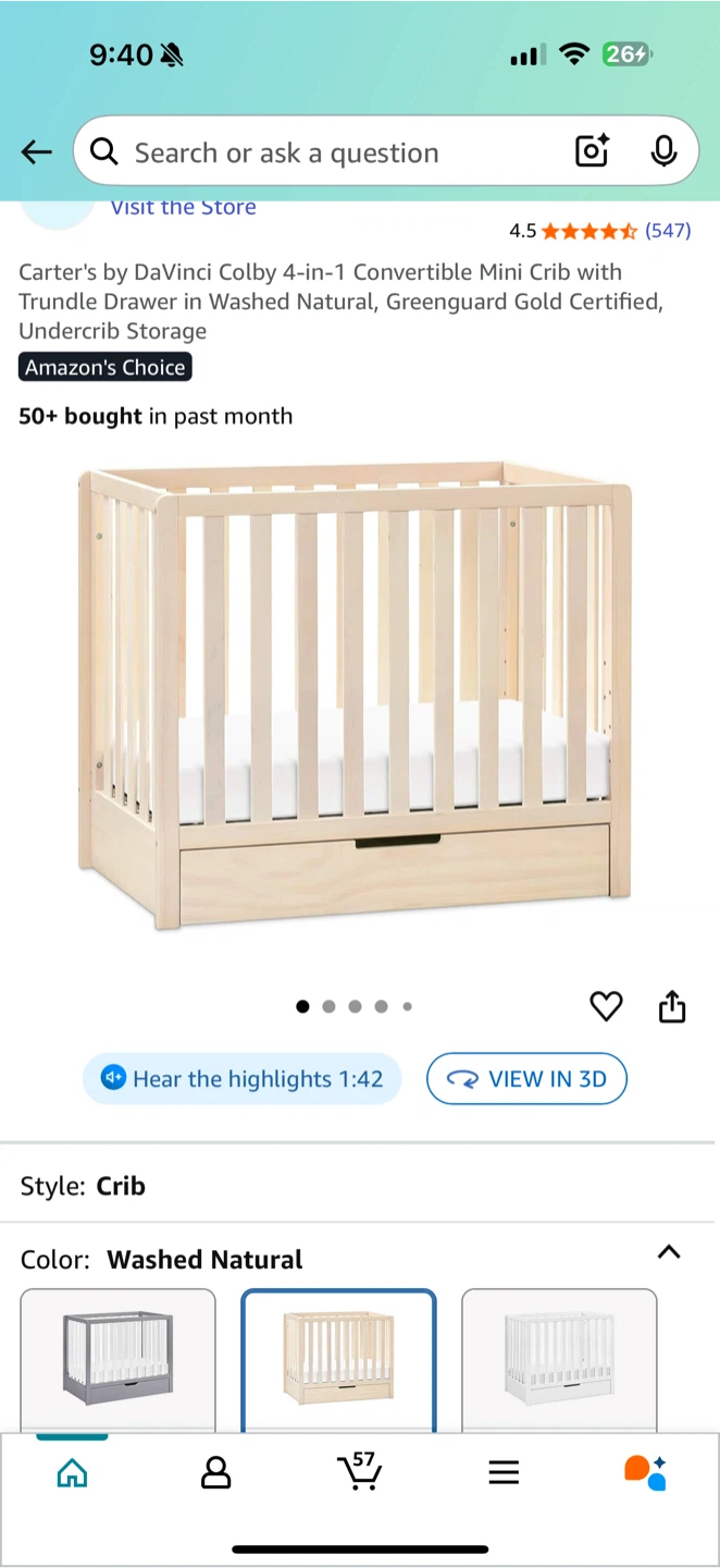 Carter's by DaVinci Colby 4-in-1 Mini Crib