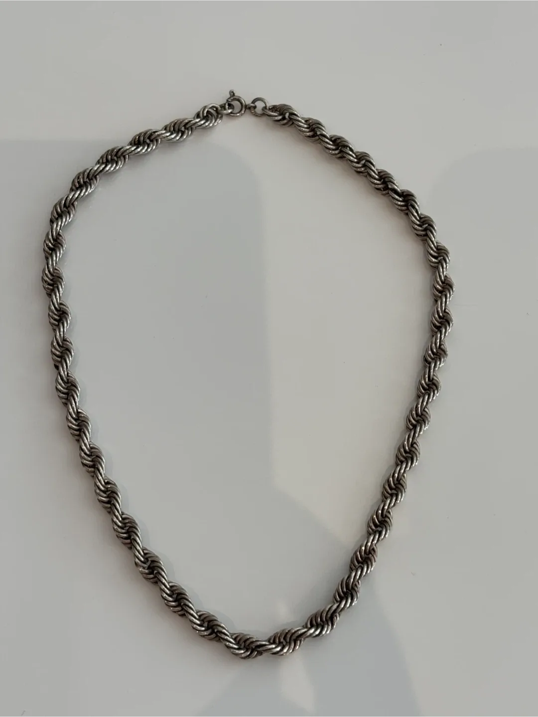 Silver Tone Rope Chain Necklace - 13 inch thumbnail