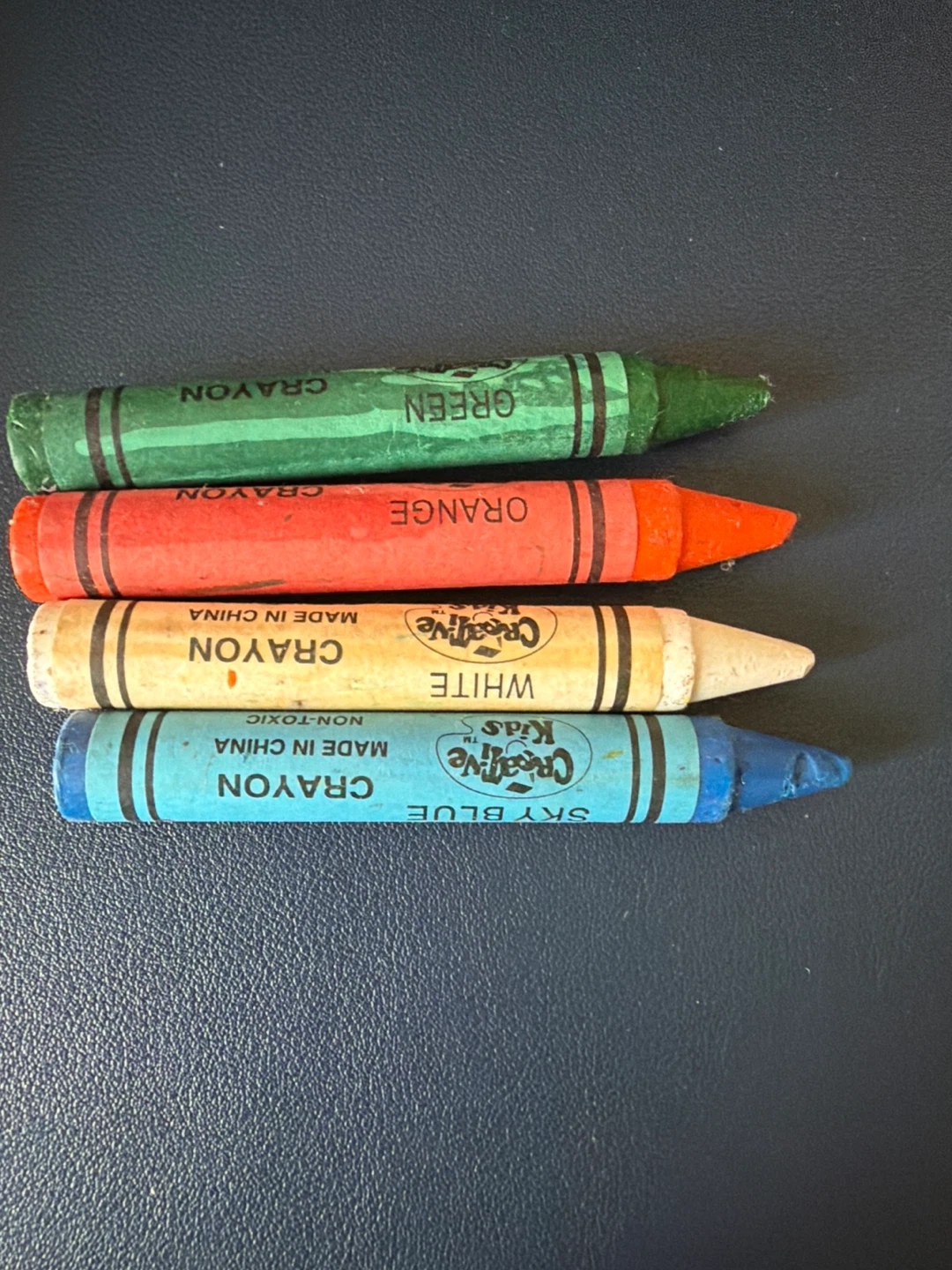 Creative Kids Crayons - Green, Orange, White, Sky Blue