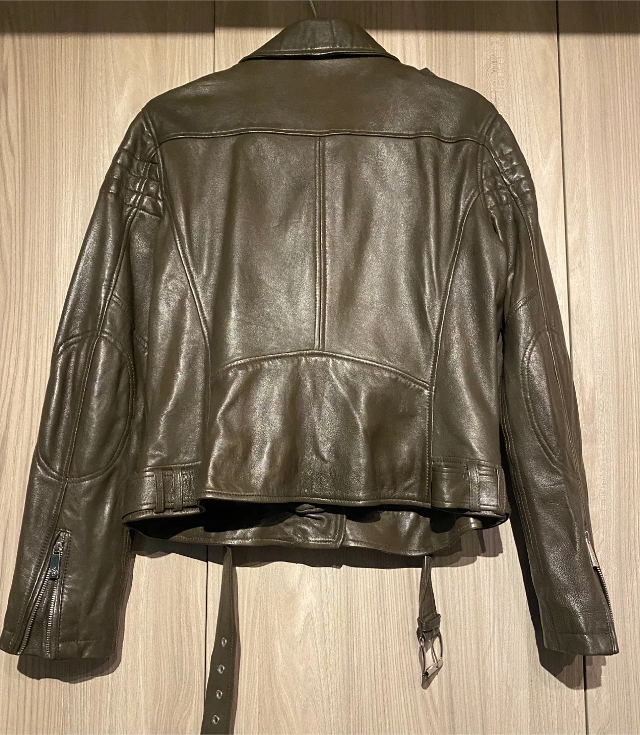 Guess Olive Green Leather Jacket - Size XL image indicator(2)