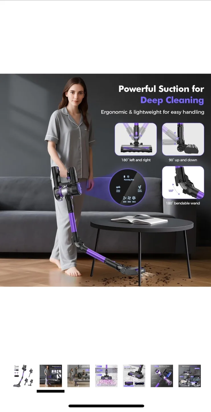 YKYI Cordless Stick Vacuum - Purple image indicator(3)