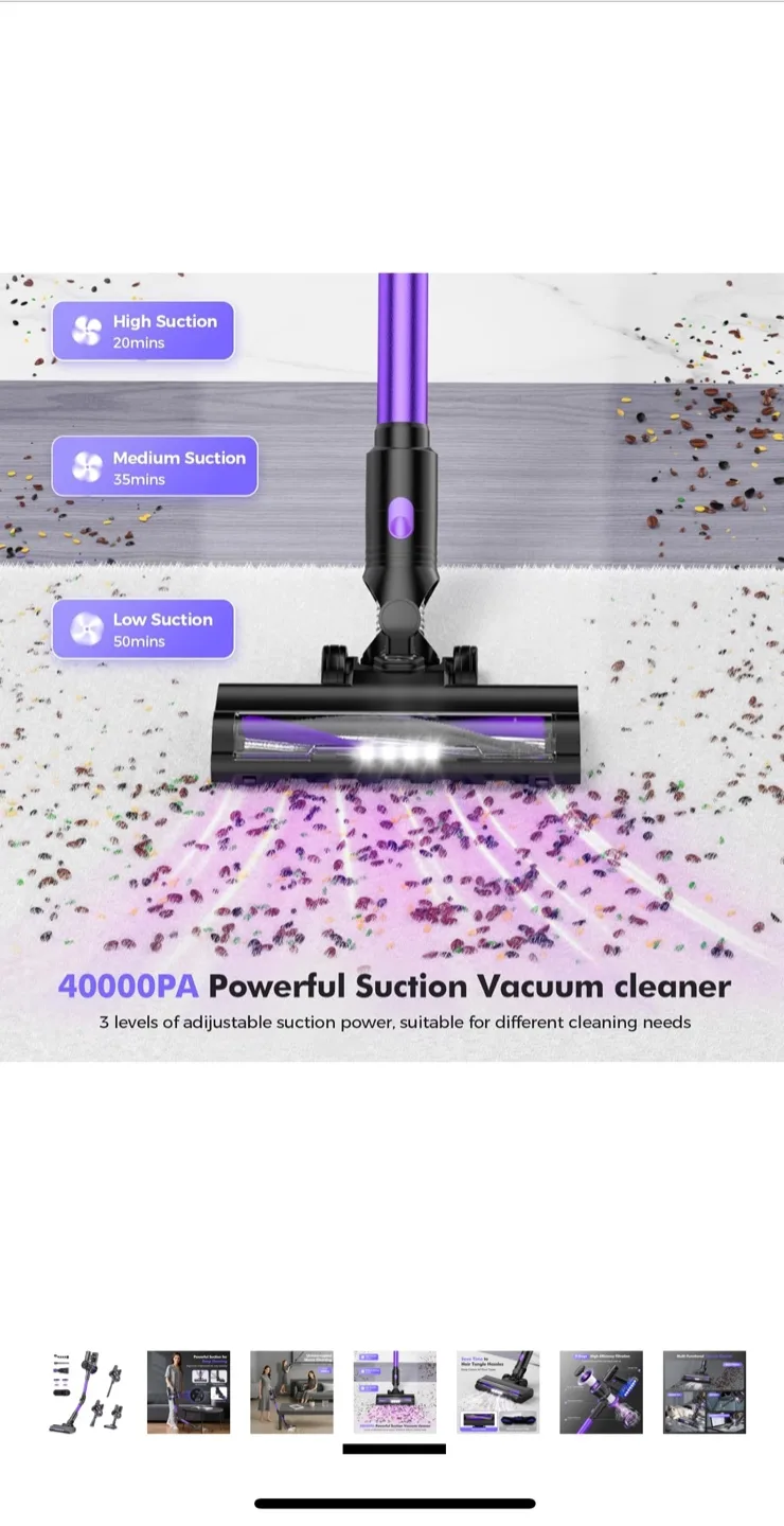 YKYI Cordless Stick Vacuum - Purple image indicator(5)