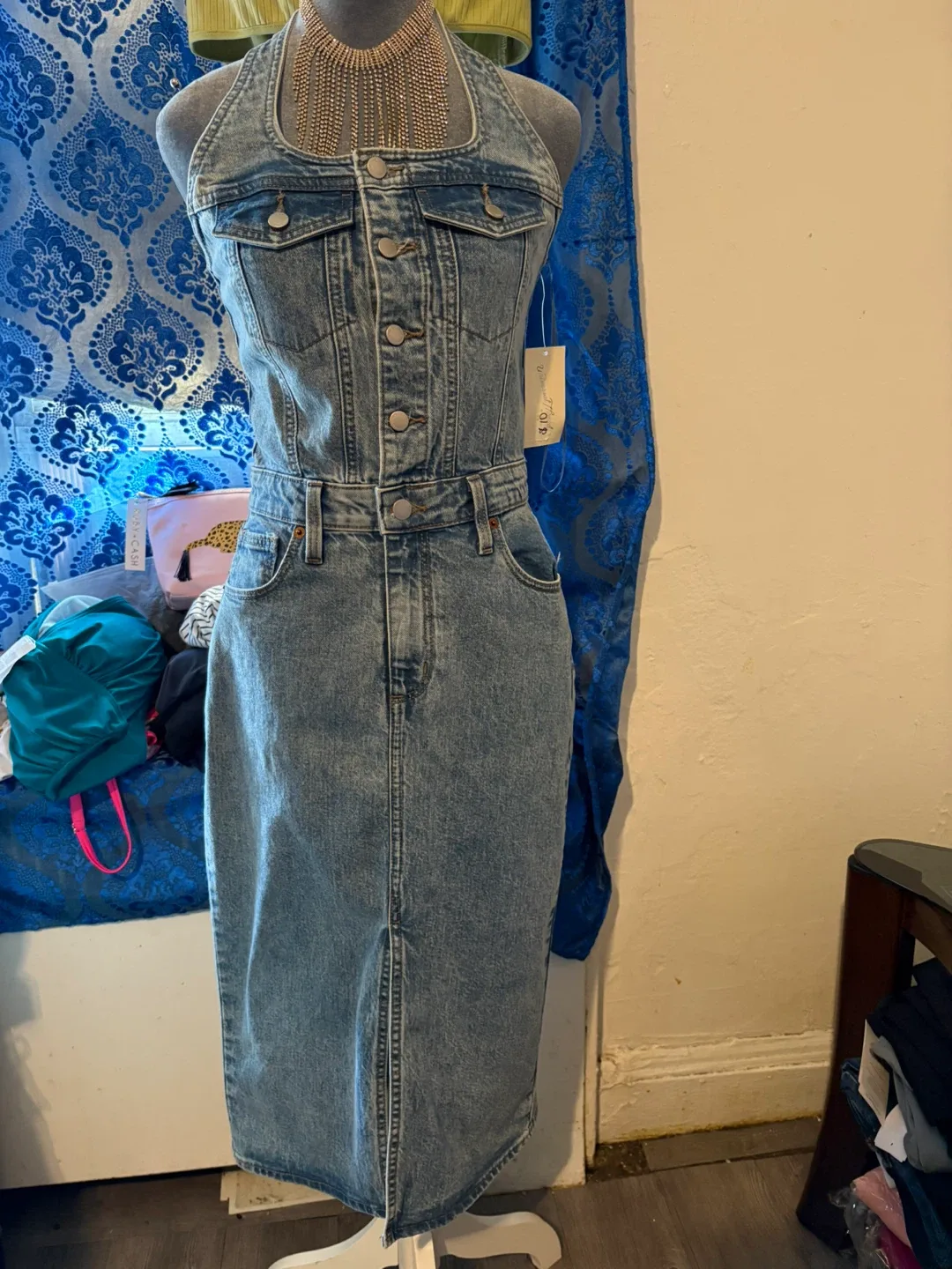 Universal Thread Denim Halter Dress - Size S thumbnail
