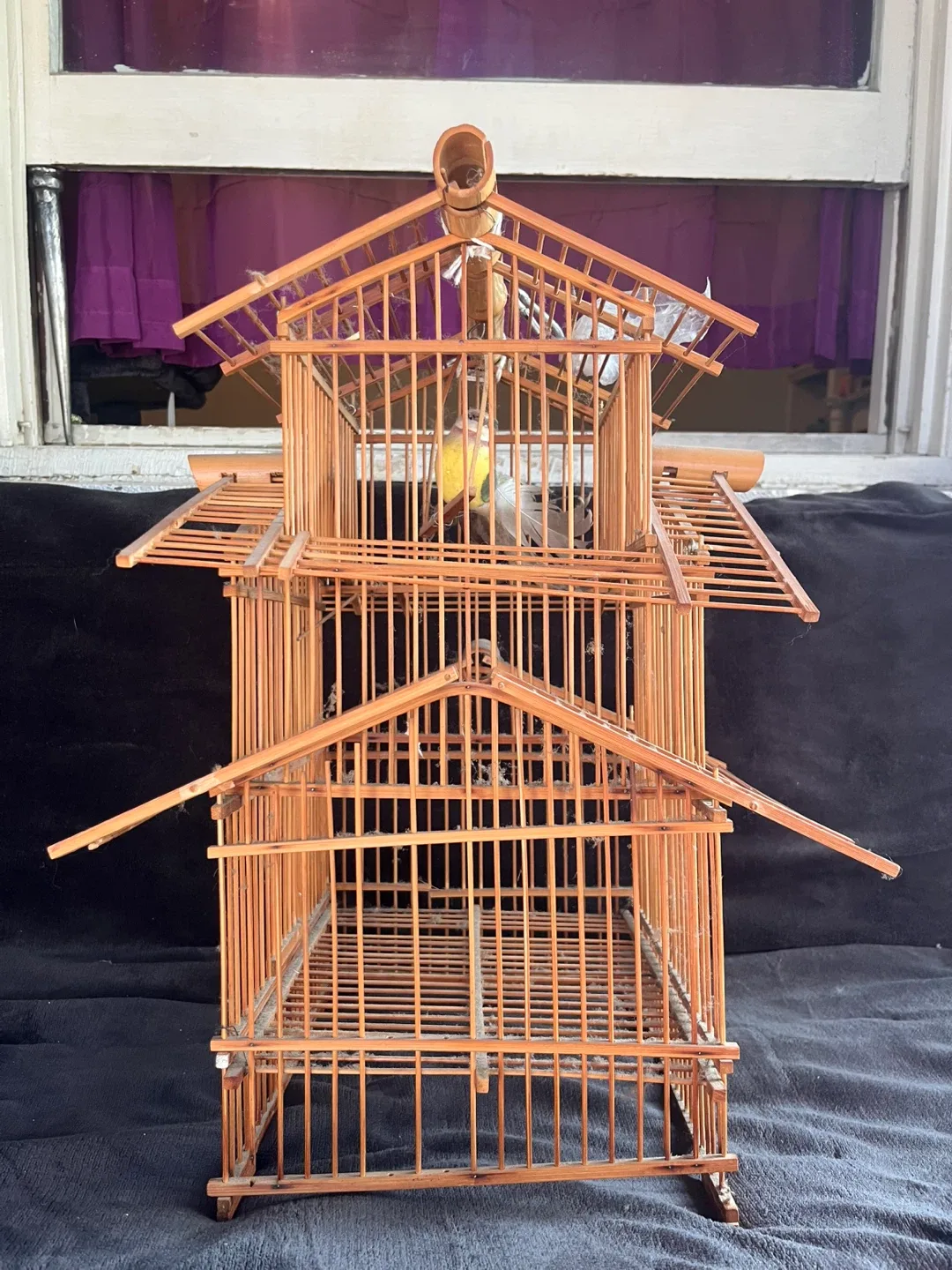 Vintage Bamboo Bird Cage (FAKE BIRD) image indicator(2)