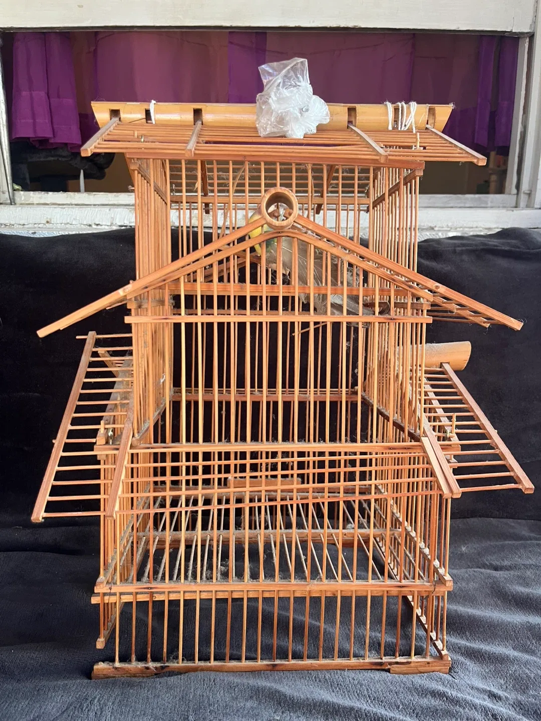 Vintage Bamboo Bird Cage (FAKE BIRD) image indicator(5)