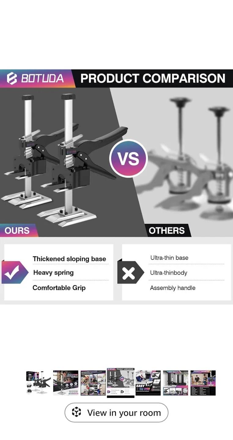 BOTUDA 12in Labor Saving Hand Lifting Jack Tool (2 Pack) image indicator(5)