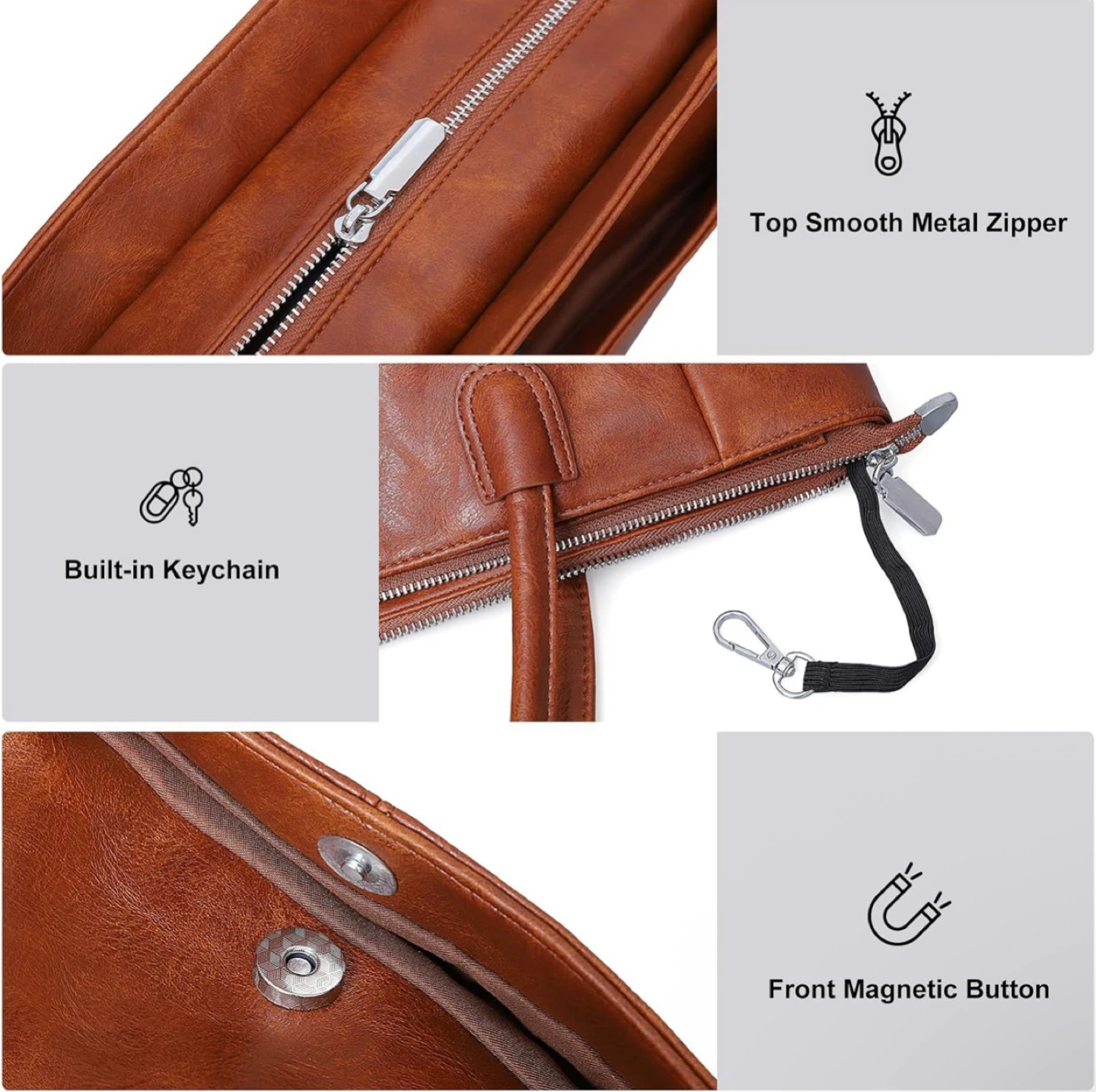 Brown Leather Tote Bag - 15.8" x 11.8" - photo 3