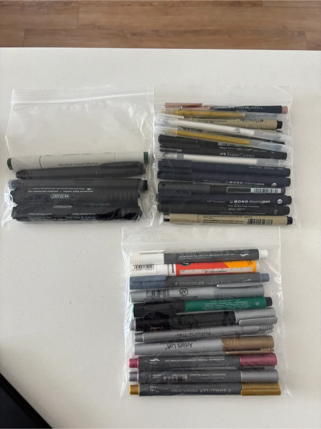 Mixed lot of art pens: Faber-Castell, Tombow, Staedtler thumbnail