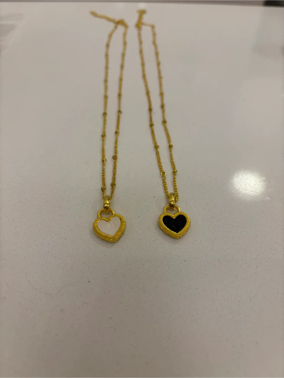 Heart Pendant Necklaces, Gold tone, black and white thumbnail