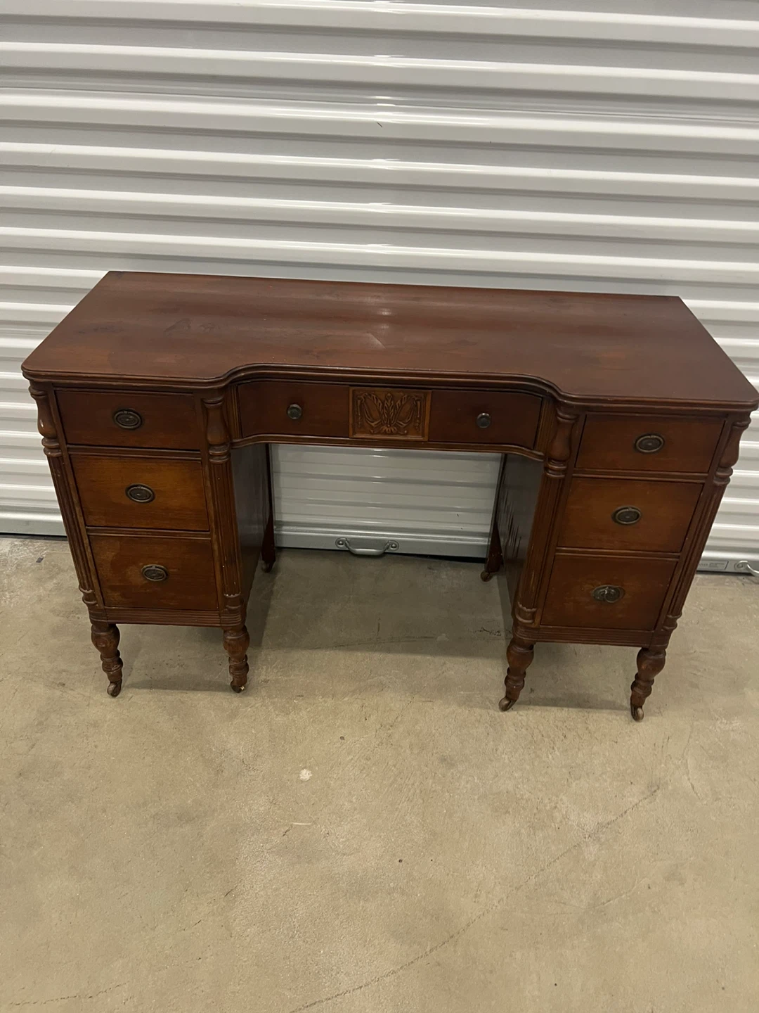 Vintage Brown Wooden Desk - photo 2