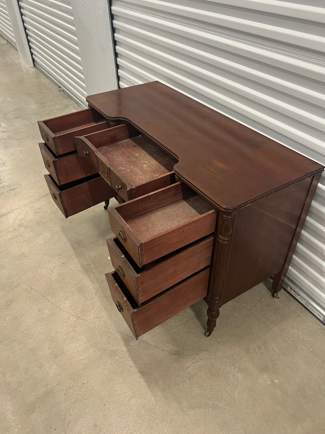 Vintage Brown Wooden Desk - photo 5