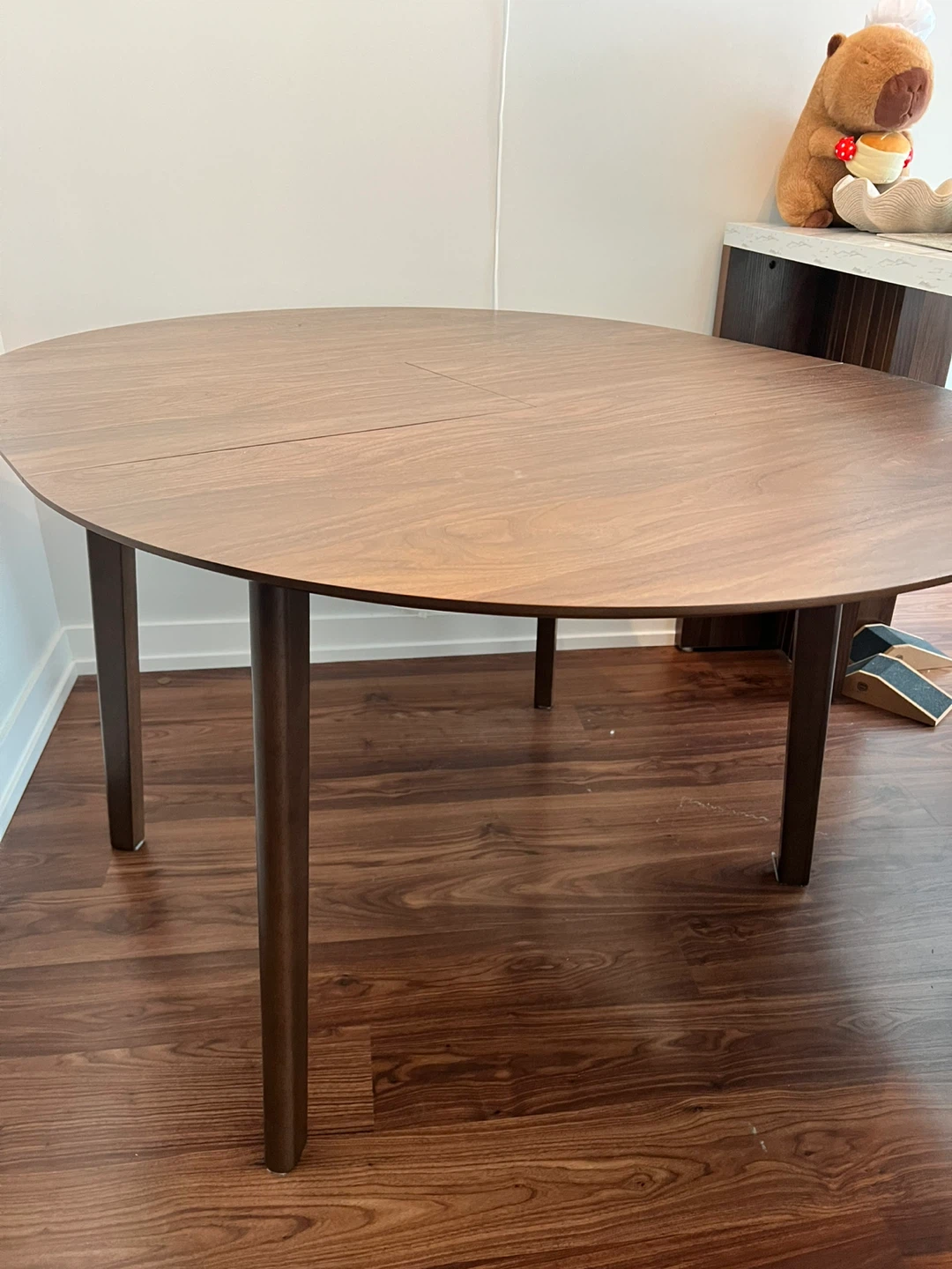 Round Extendable Dining Table - Wood walnut colour - photo 3