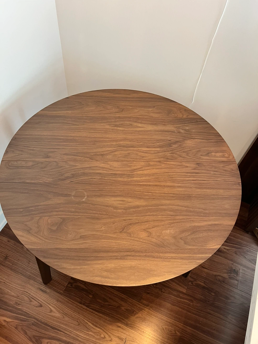 Round Extendable Dining Table - Wood walnut colour - photo 2