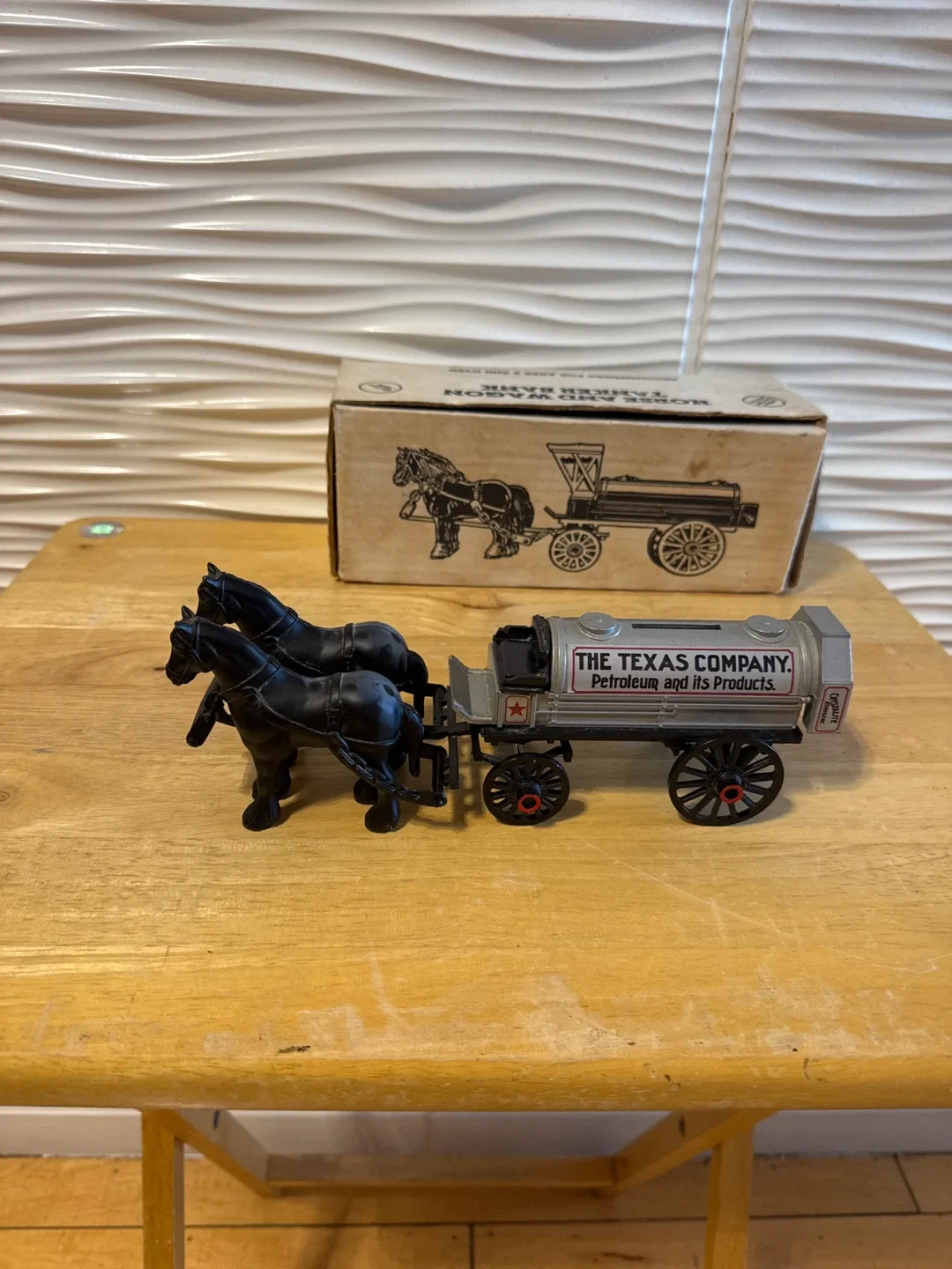 Vintage The Texas Company Horse Drawn Tanker Bank thumbnail
