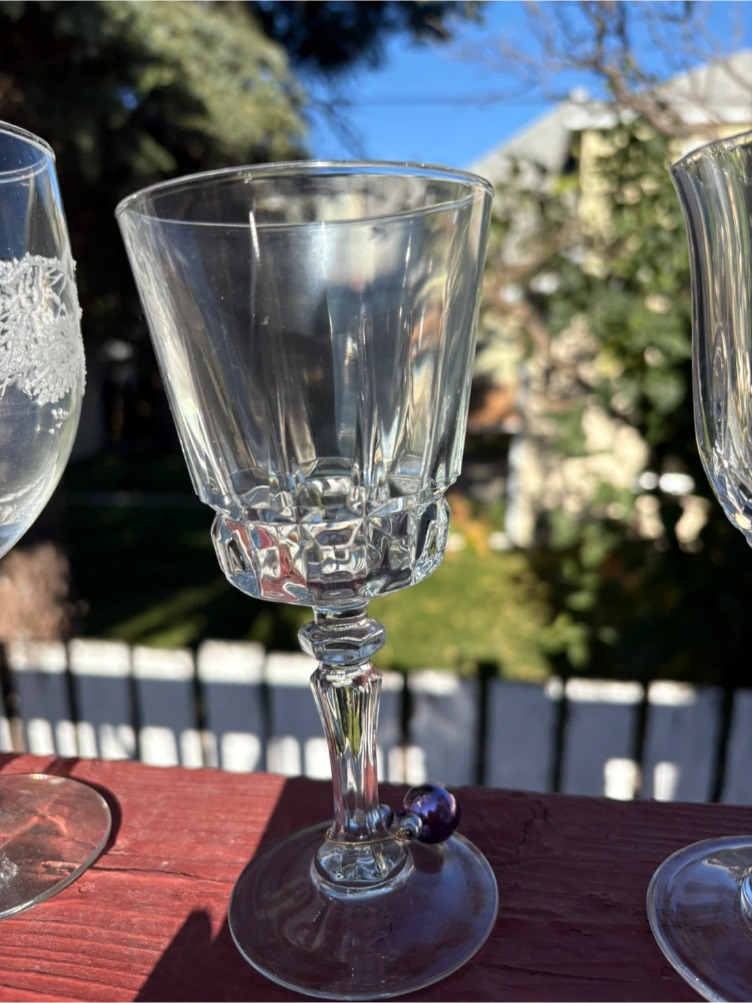 Set of 3 Etched Crystal Wine Glasses - photo 4