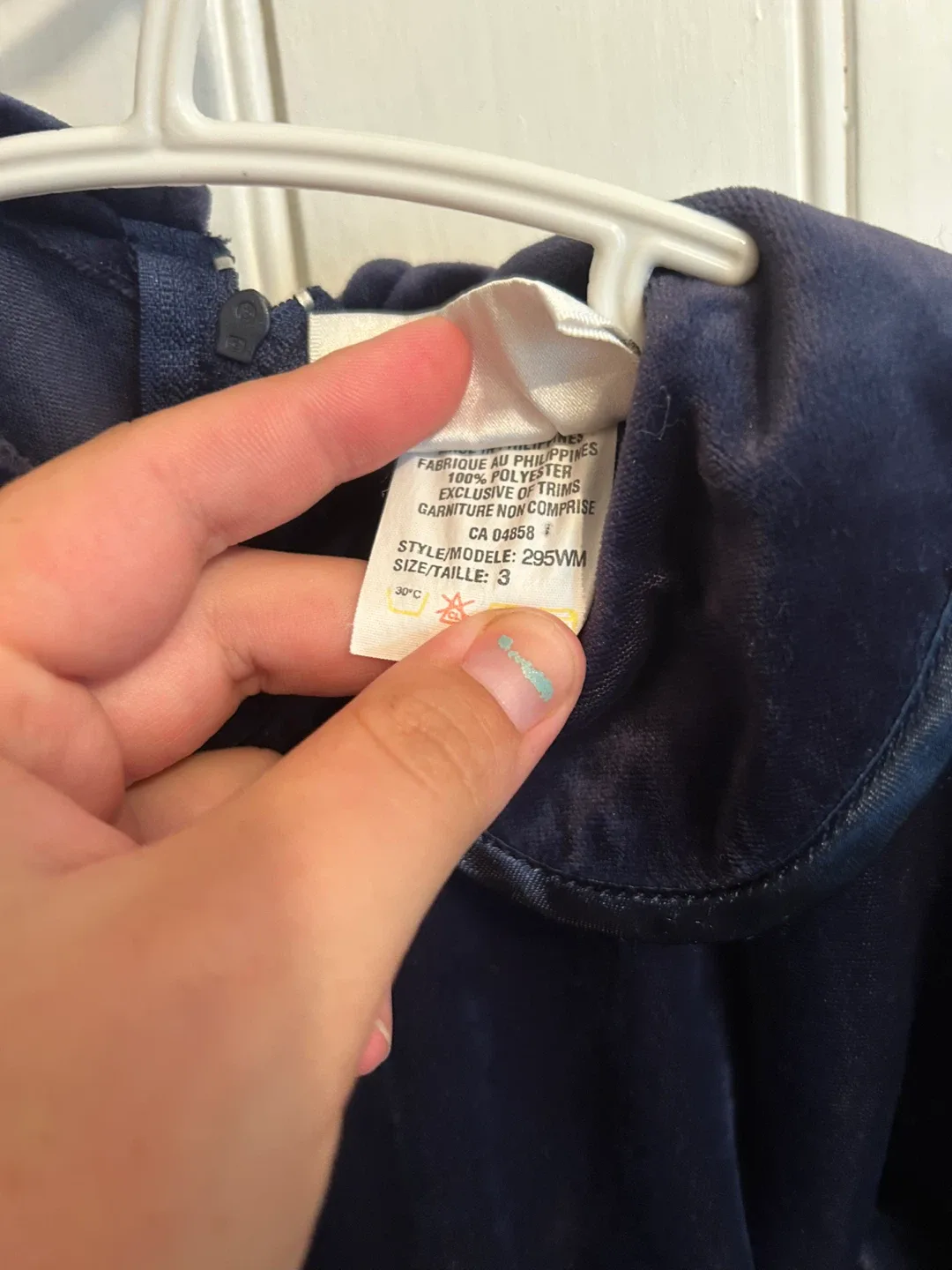 Vintage premiere collection 3t navy blue velvet dress image indicator(4)