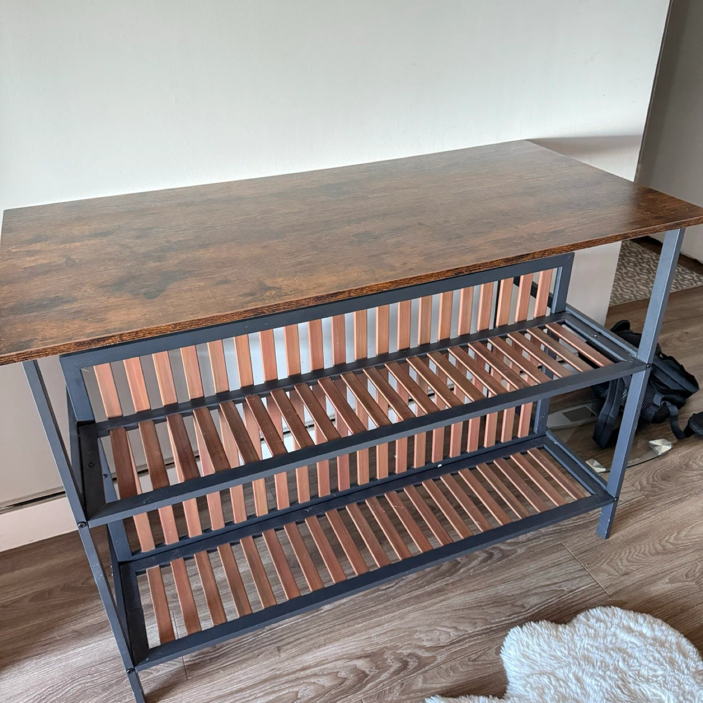 Brown Wood & Metal Shelf