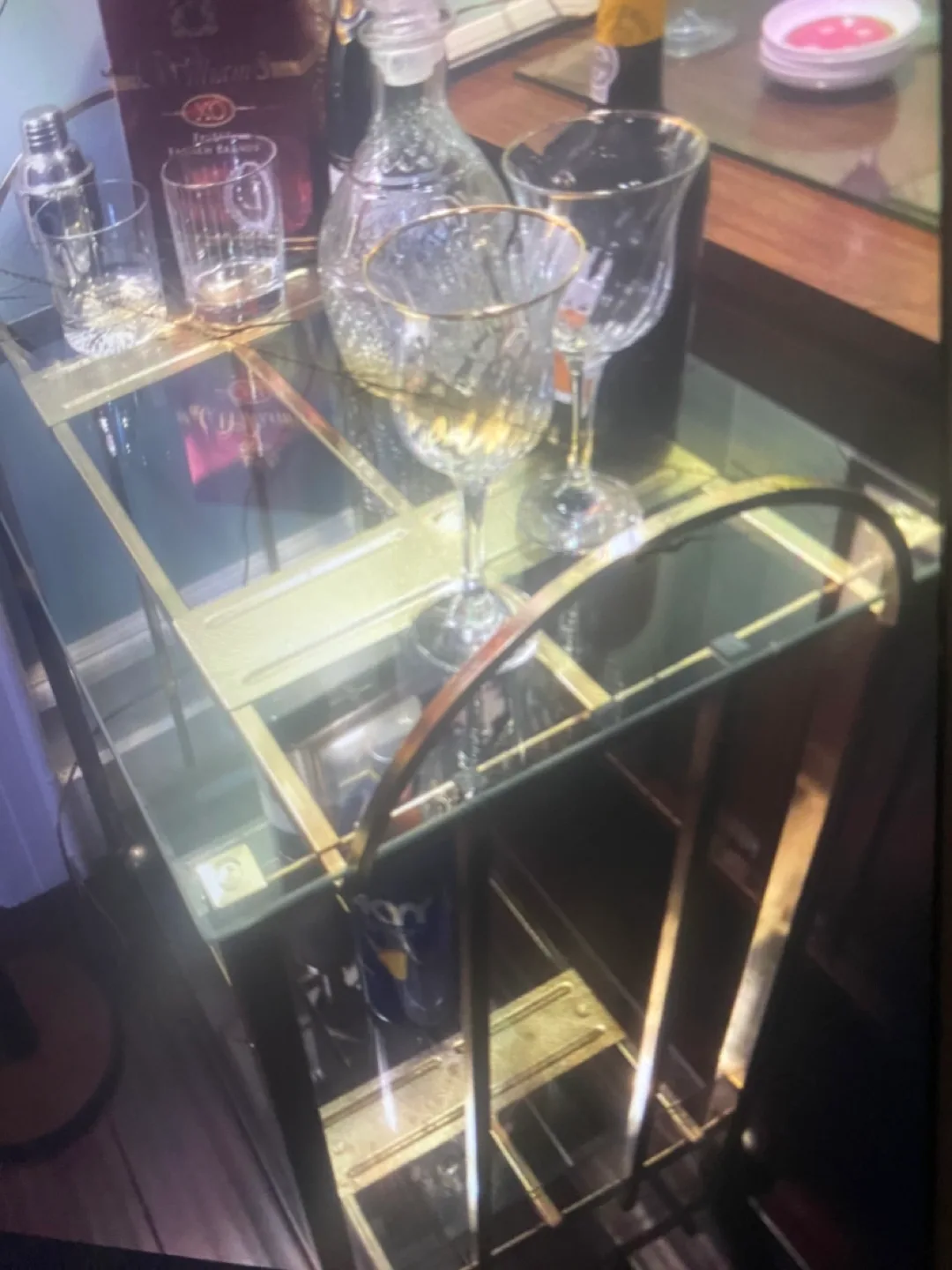 Bar cart gold plated metal brass gold thumbnail