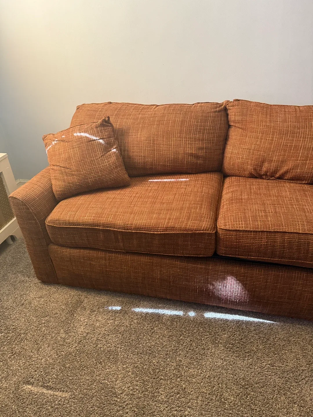 Comfortable Orange Sofa bed with Pillows image indicator(2)