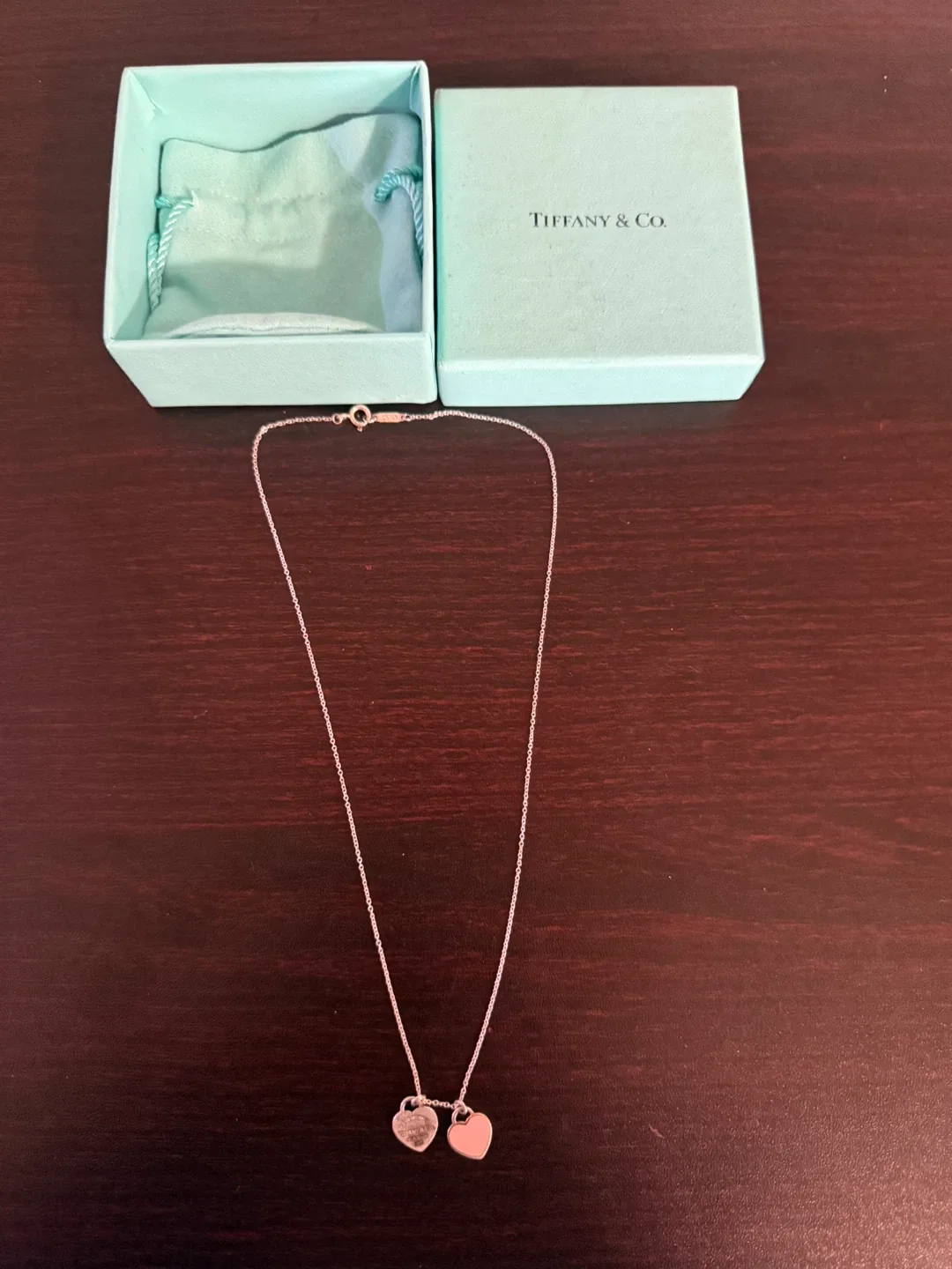 Tiffany & Co. Double Heart Tag Pendant Necklace image indicator(3)