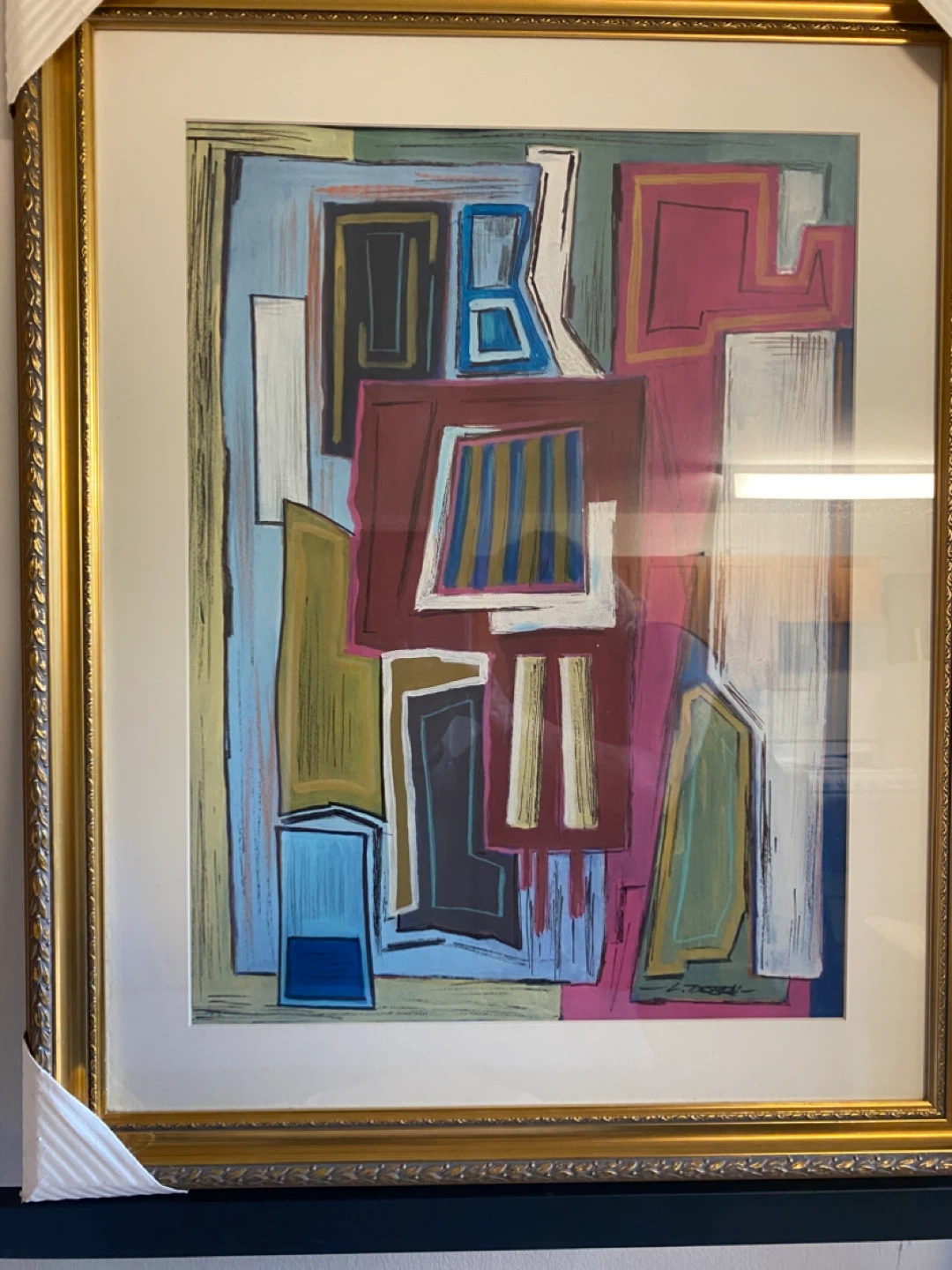 framed Mid Century abstract art
