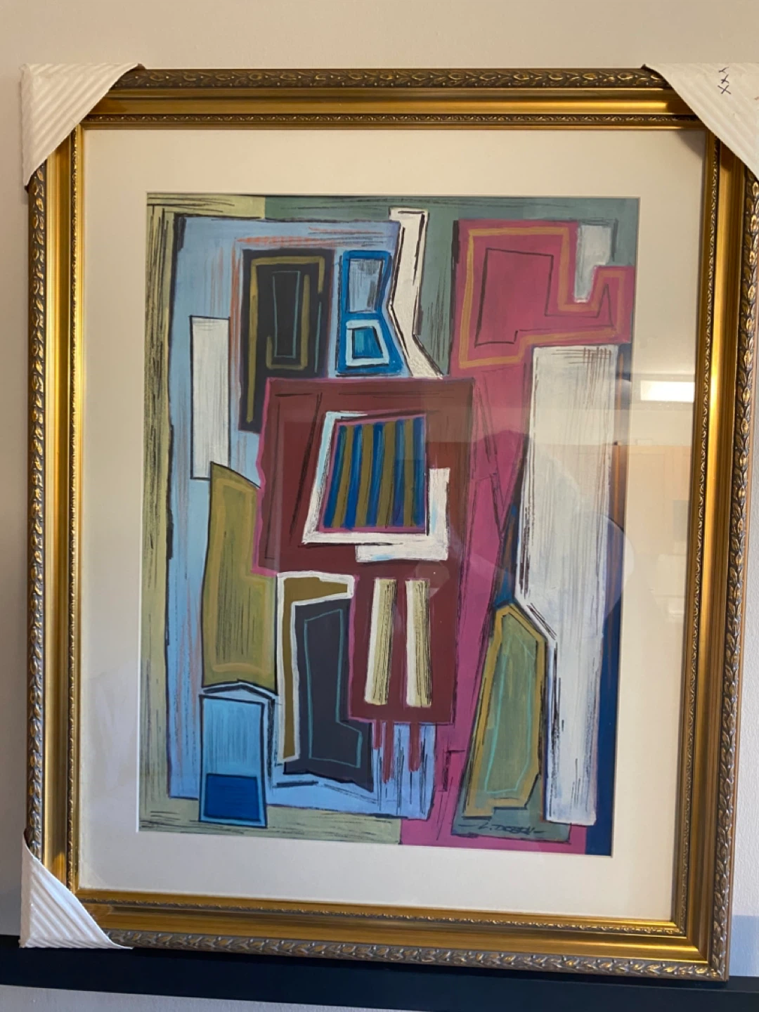 framed Mid Century abstract art - photo 2