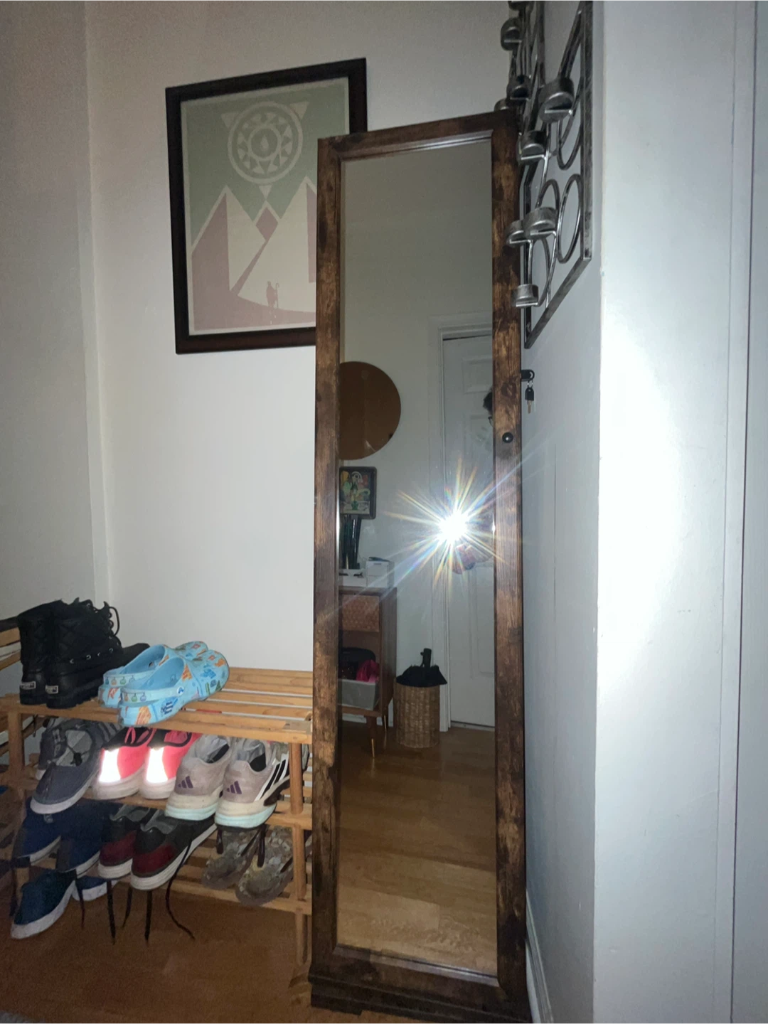 Wooden Jewelry Armoire Mirror Cabinet