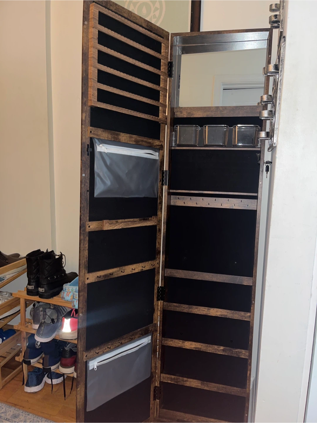 Wooden Jewelry Armoire Mirror Cabinet - photo 2