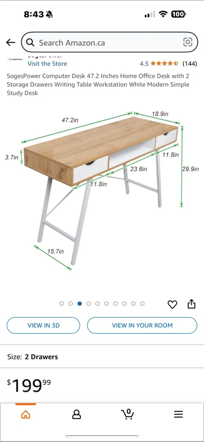 SogesPower Computer Desk - White & Wood - photo 2