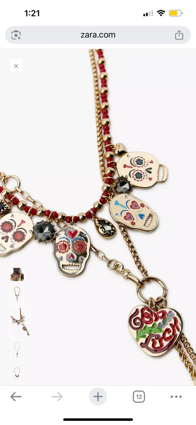 Zara Necklace with Skull and Heart Charms image indicator(2)