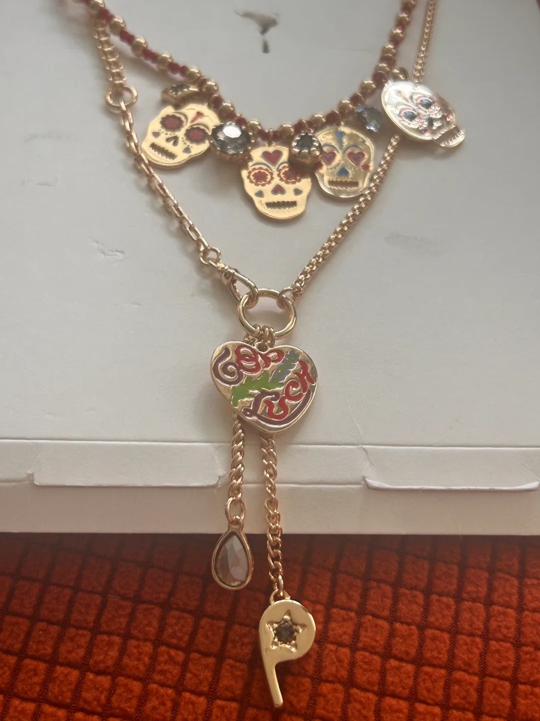 Zara Necklace with Skull and Heart Charms image indicator(5)