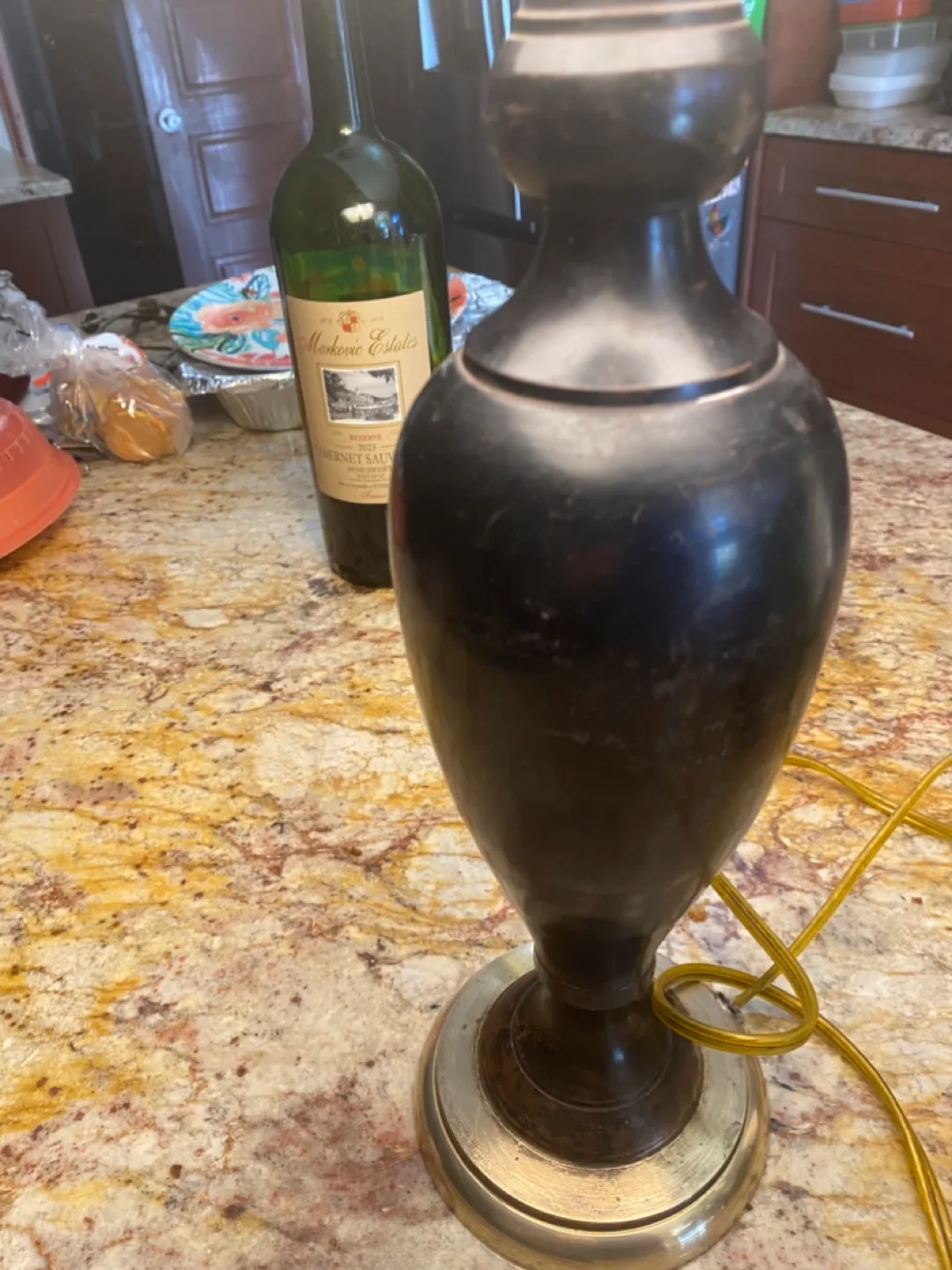 Lamp with black brass bottom MCM lamp image indicator(2)