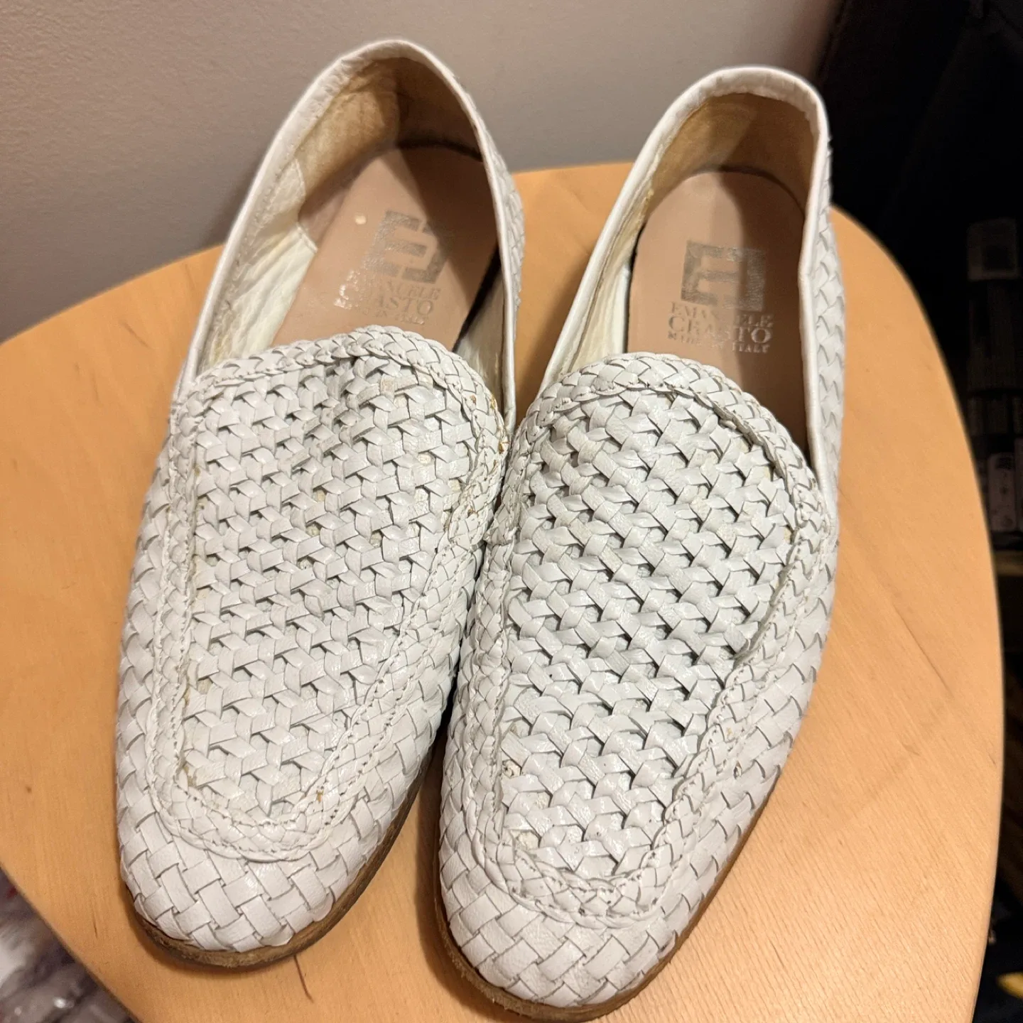 Emanuele Crasto White Woven Leather Loafers - Size 38 thumbnail
