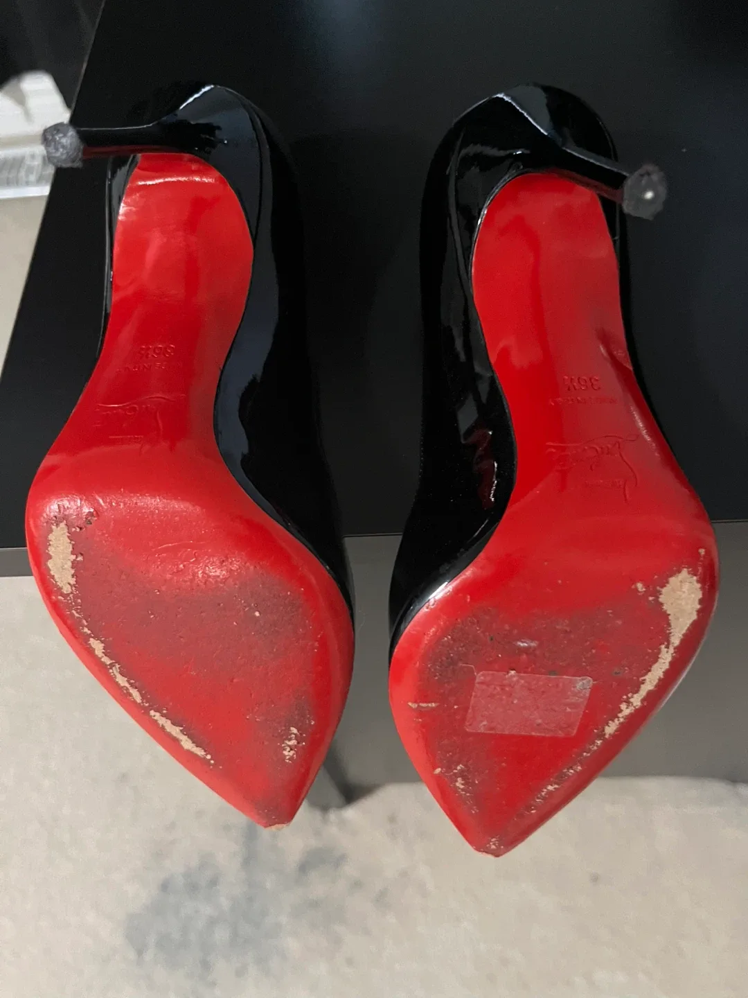 Christian Louboutin Black Patent Leather Heels Size 36.5 image indicator(2)