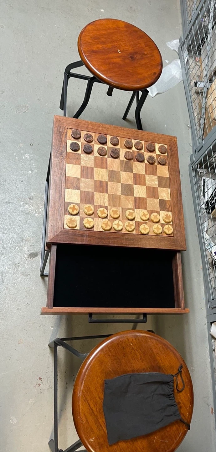 Wooden Checkers/Chess Game Table - photo 3