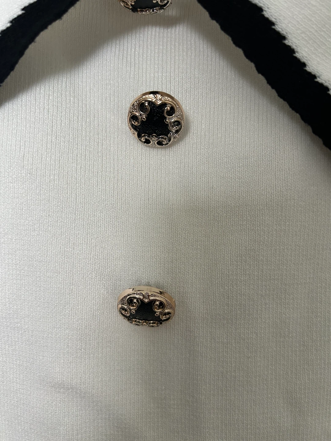 White Knit Dress with Black Collar - photo 2