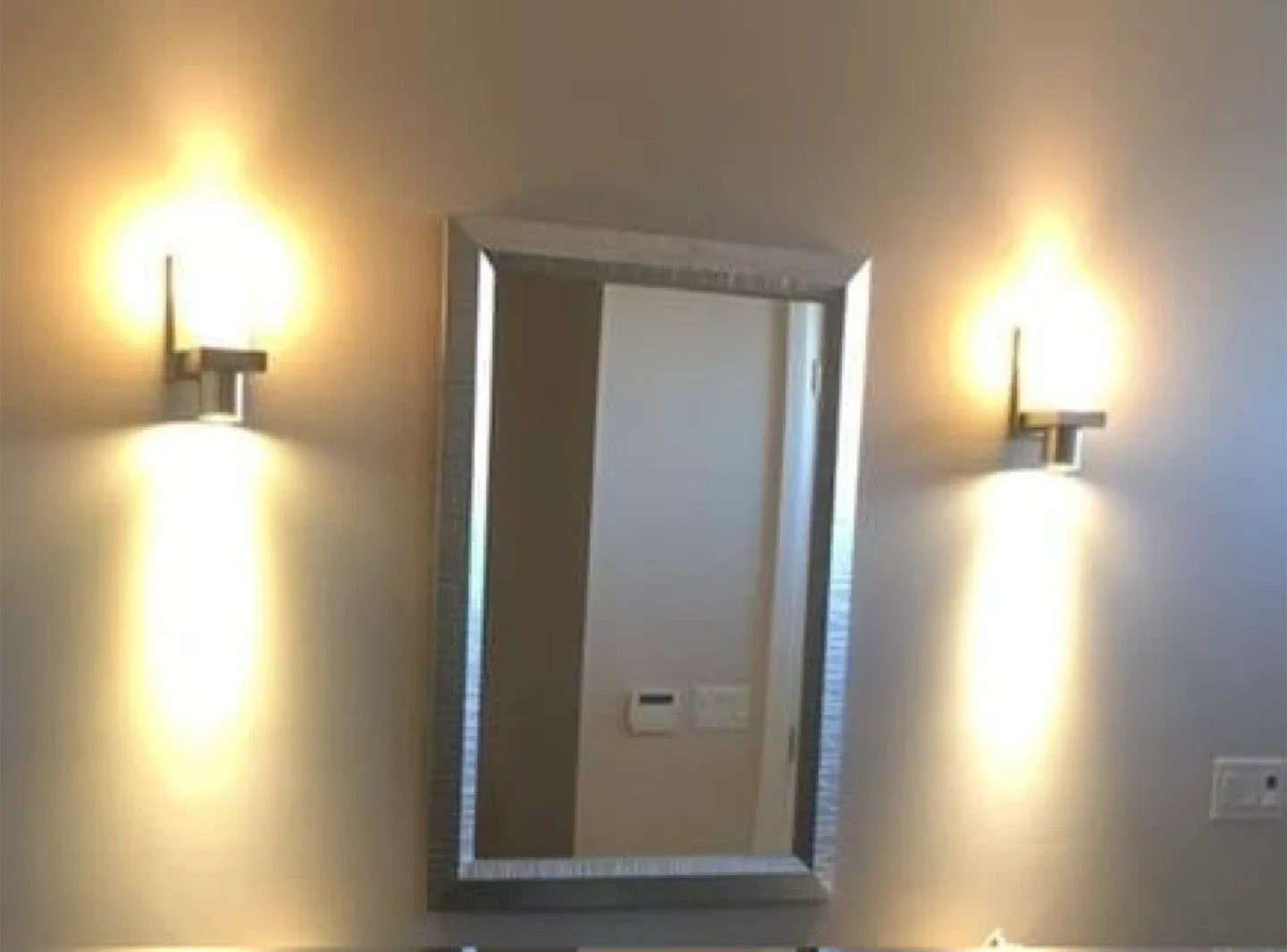 Pair of brushed stainless steel Wall Sconces glass shades thumbnail