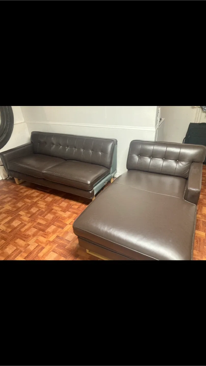 Brown Leather Sofa Lounge image indicator(2)